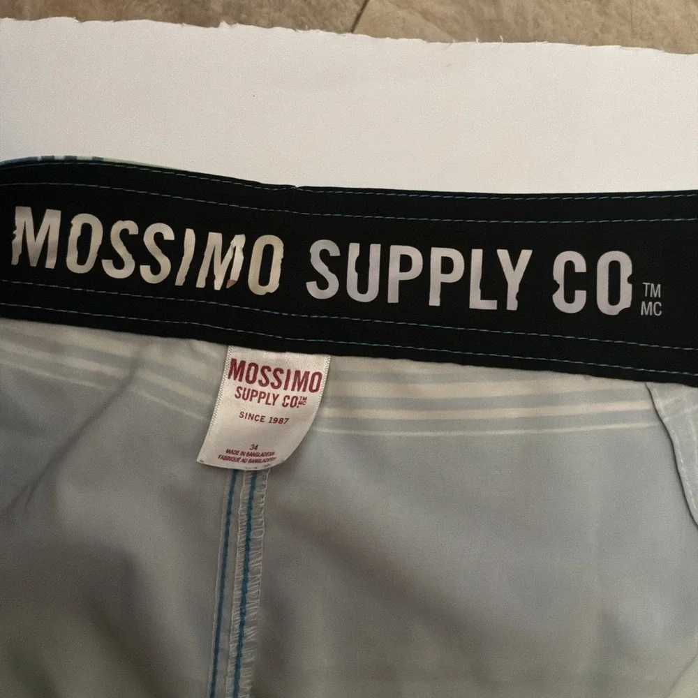 Vintage Mossimo Supply Co. Swim Trunks Mens Large 34 Board Shorts Y2K Green Blue